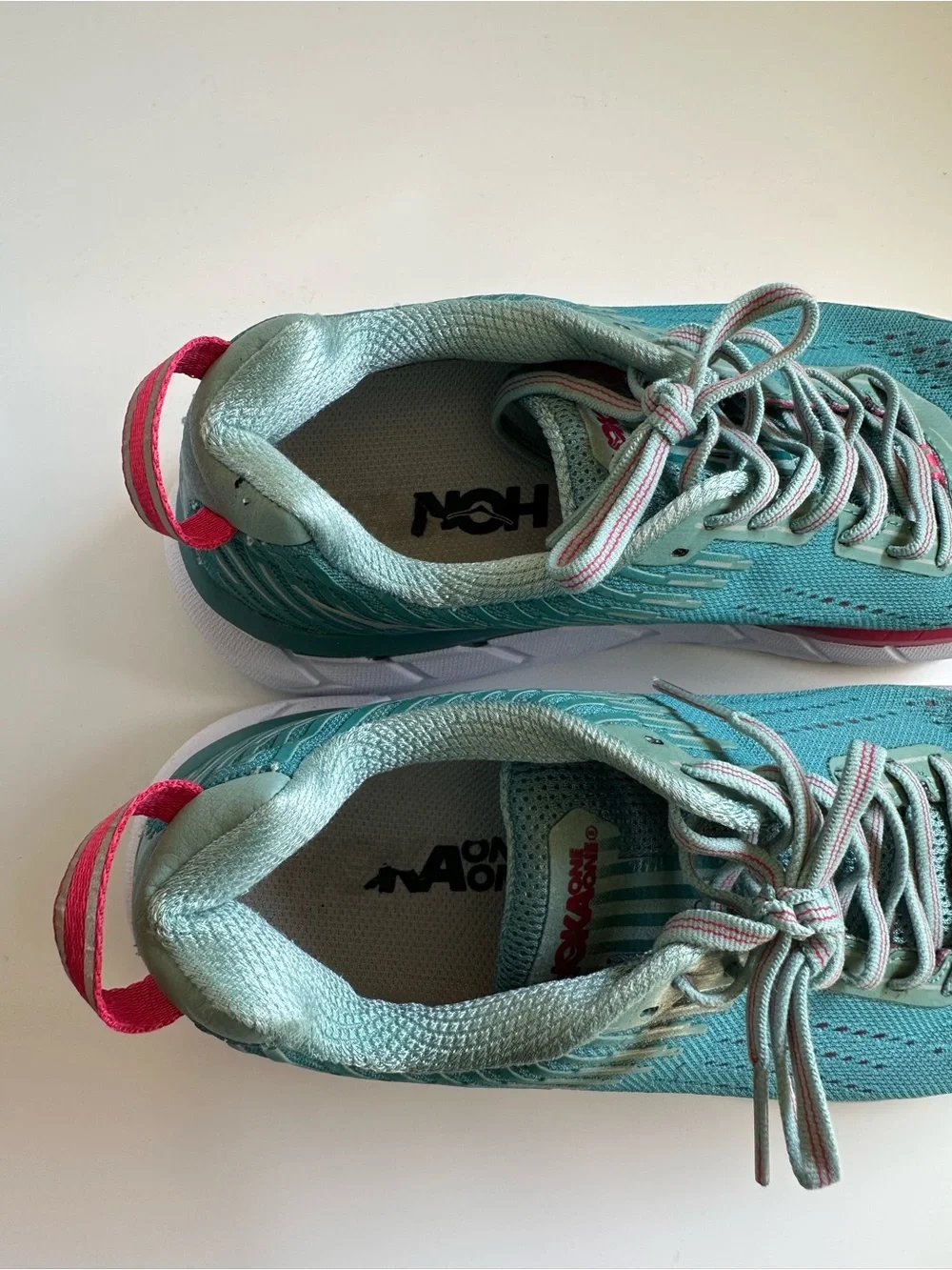 Hoka One One Women’s Teal and Pink Trail/Running Sneakers